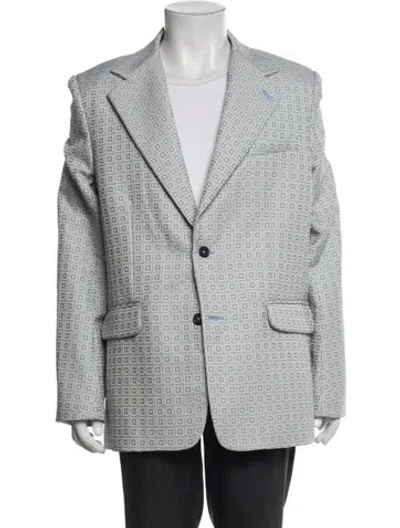 Pre-owned Mr Turk Printed Blazer In Blue