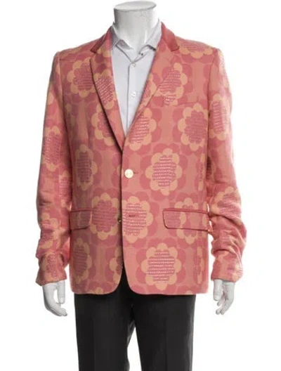 Pre-owned Mr Turk Printed Glitter Accents Blazer In Orange
