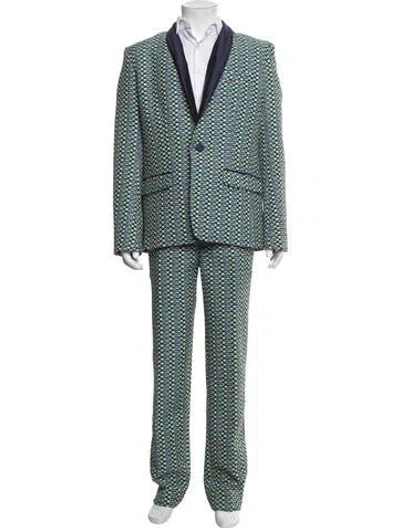 Pre-owned Mr Turk Printed Two-piece Suit In Green