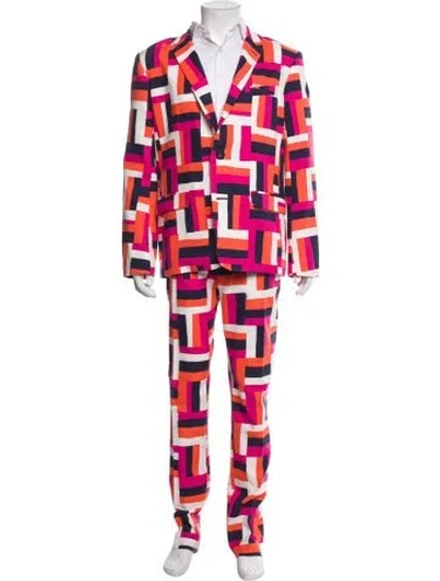 Pre-owned Mr Turk Printed Two-piece Suit In Orange