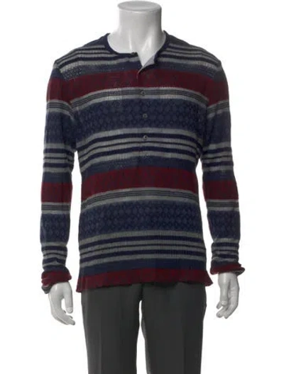 Pre-owned Mr Turk Striped Crew Neck Polo Sweater In Blue