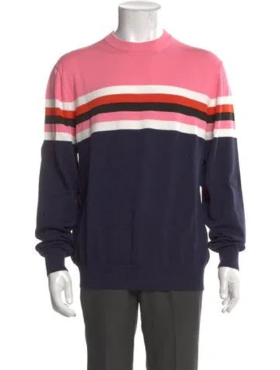 Pre-owned Mr Turk Striped Crew Neck Pullover In Blue