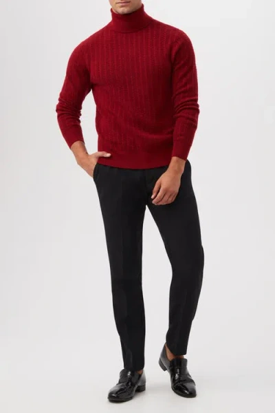 Mr Turk Woodrow Textured Knit Turtle Neck In Red