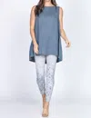 M.rena Linen Tunic In Denim In Multi