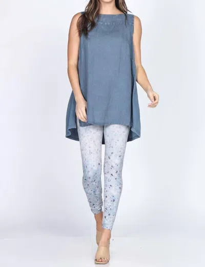 M.rena Linen Tunic In Denim In Multi