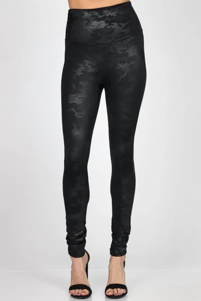 M.rena Women's Camo Print Leatherette Legging In Black