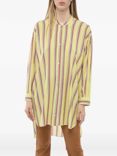 Mr.mrs Shirt Asymmetric Striped Blouse In Yellow
