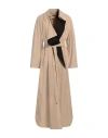 M'route Woman Overcoat & Trench Coat Sand Size 8 Cotton In Beige