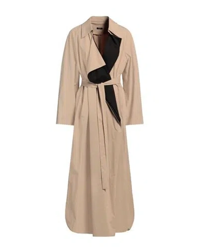 M'route Woman Overcoat & Trench Coat Sand Size 8 Cotton In Neutral
