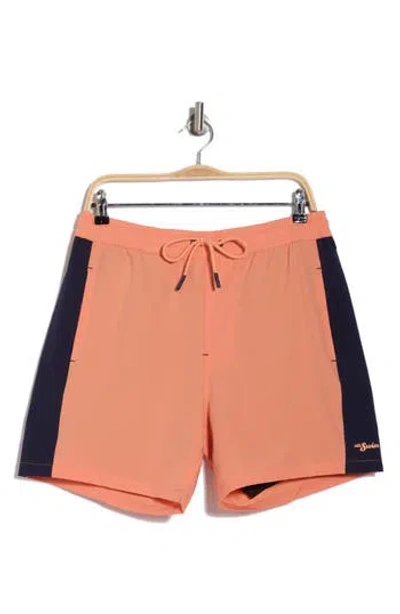 Mr. Swim Mr.swim Colorblock Stretch Compression Swim Shorts In Papaya Punch