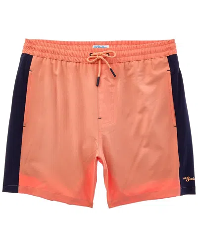 Mr. Swim Mr.swim Colorblocked Stretch Compression Swim Trunk In Orange