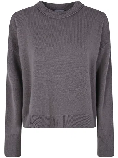 Mrz Cropped Oversized Round Neck Sweater In Brown
