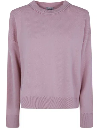 Mrz Cropped Oversized Round Neck Sweater In Purple
