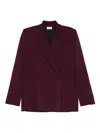 Mrz Double-breasted Virgin Wool Blazer In Burgundy