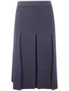 Mrz Split-front Wool Midi Skirt In Blue