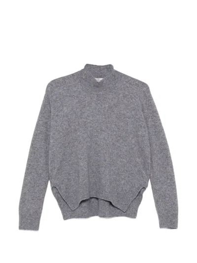 Mrz High-neck Side-slit Sweater In Grey