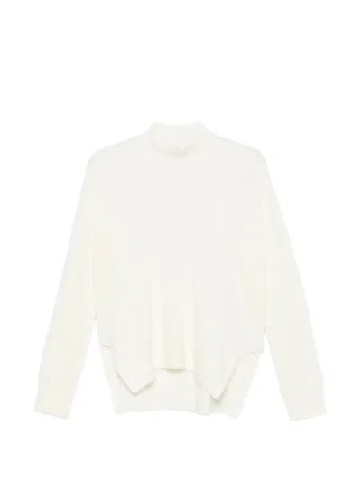 Mrz High-neck Side-slit Sweater In White