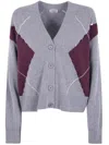 Mrz Intarsia Knit Cardigan Clothing In Gray