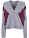 Mrz Intarsia Knit Cardigan Clothing In Purple