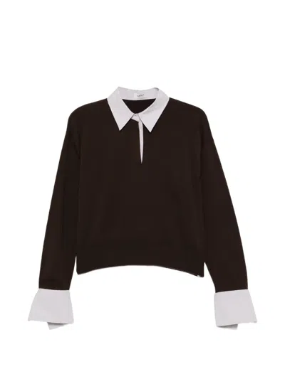 Mrz Layered-effect Long-sleeve Polo Top In Brown