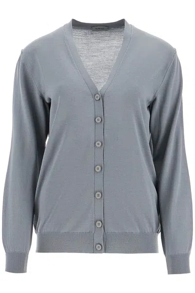 Mrz Lightweight Wool Cardigan In Grey