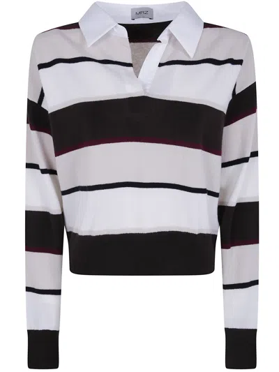 Mrz Oversized Long Sleeves Polo Neck Sweater In Multi