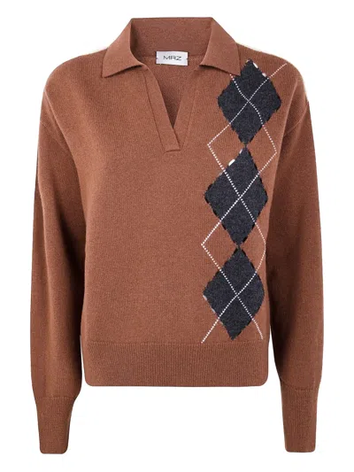Mrz Polo-neck Wool Sweater In Brown