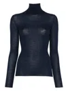 Mrz Ribbed High-neck Top In Blue