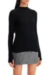 Mrz Ribbed Wool Top With A High In Black