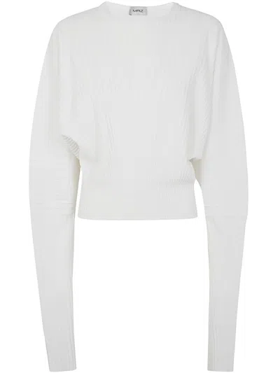 Mrz Round Neck Parisienne Over-shoulder Sleeves Sweater Clothing In White