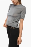 Mrz Short Sleeved Virgin Wool Crew-neck Sweater In Gray