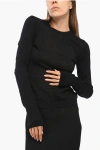 Mrz Solid Color Cashmere And Silk Crew-neck Sweater In Black