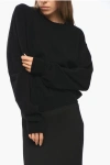 Mrz Solid Color Virgin Wool And Cashmere Crew-neck Sweater In Black