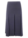 Mrz Split-front Wool Midi Skirt In Blue