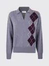 Mrz Argyle-panel Wool Sweater In Gray