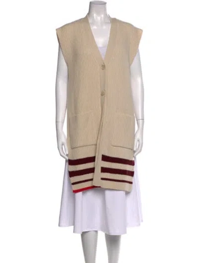 Pre-owned Mrz Virgin Wool Striped Sweater In Neutral