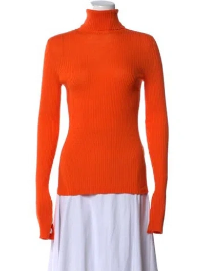 Pre-owned Mrz Virgin Wool Turtleneck Top In Orange
