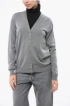 Mrz Virgin Wool V-neck Cardigan In Gray