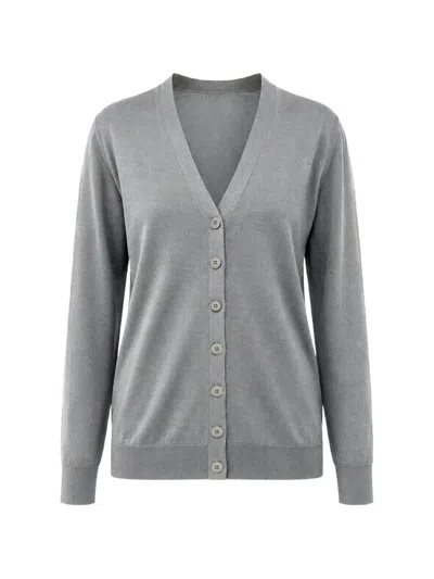 Mrz V-neck Wool Cardigan In Gray