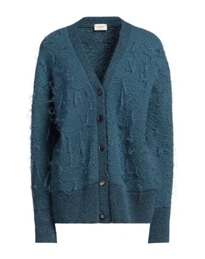 Mrz Woman Cardigan Deep Jade Size Xs Virgin Wool, Mohair Wool, Cashmere, Polyamide, Wool In Blue