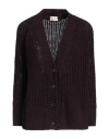 Mrz Woman Cardigan Plum Size Xxs Cotton, Polyamide In Purple