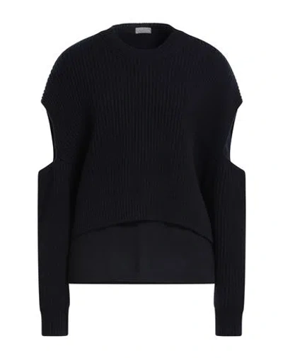 Mrz Woman Sweater Navy Size M Virgin Wool, Cashmere In Blue