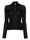 Mrz Zip-front Ribbed Sweater In Black