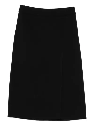 Mrz Wool Pencil Midi Skirt In Black