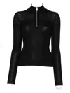 Mrz Zip-front Ribbed Sweater In Black