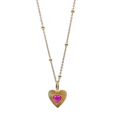 Ms. Donna Women's Antique Style Gold Plated Sterling Silver With Heart Pendant Necklace