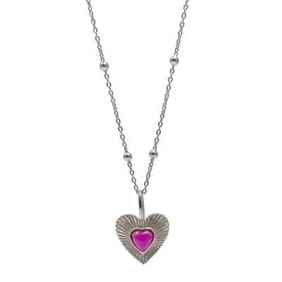 Ms. Donna Women's Antique Style Sterling Silver With Heart Pendant Necklace