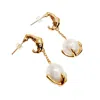 Ms. Donna Women's Baroque Pearls Dangle Gold Plated Sterling Silver Earrings In Gold