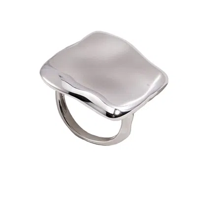 Ms. Donna Women's Big Square Chunky Sterling Silver Ring
