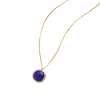 Ms. Donna Women's Blue Round Lapis Pendant Gold-plated Sterling Silver Chain Necklace In Blue